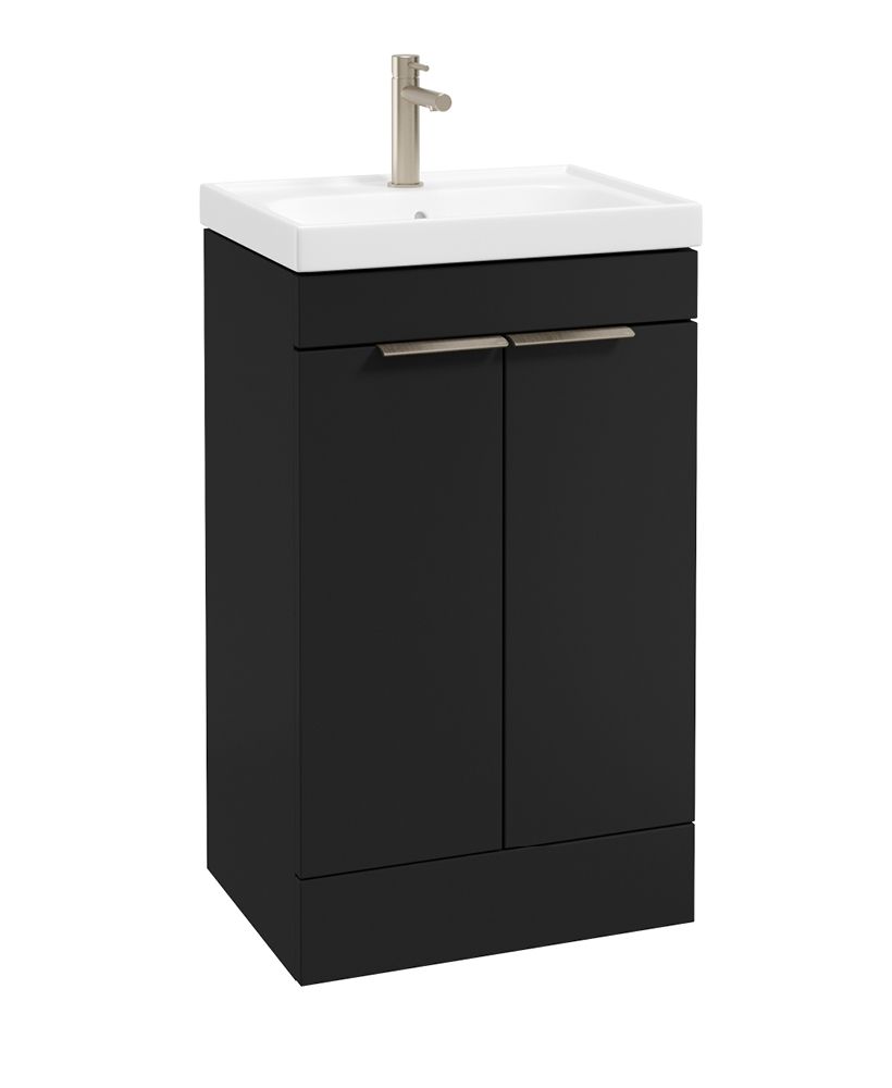 Stockholm Floorstanding 50Cm Two Door Unit Matt Black-Brushed Nickel Handles