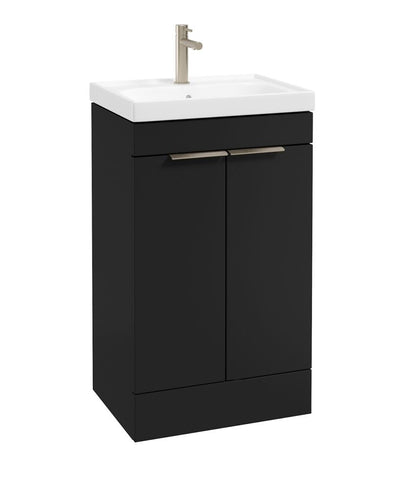 Stockholm Floorstanding 50Cm Two Door Unit Matt Black-Brushed Nickel Handles