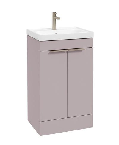 Stockholm Floorstanding 50Cm Two Door Unit Matt Cashmere Pink-Brushed Nickel Handles