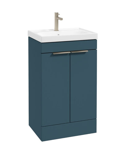 Stockholm Floorstanding 50Cm Two Door Unit Matt Ocean Blue-Brushed Nickel Handles