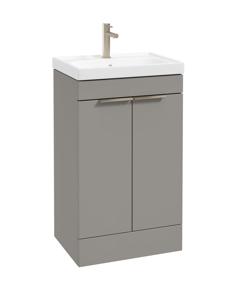 Stockholm Floorstanding 50Cm Two Door Unit Matt Khaki-Brushed Nickel Handles