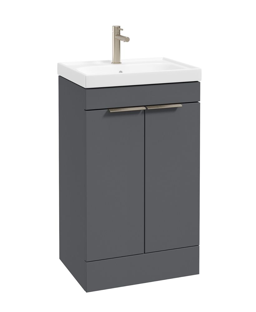 Stockholm Floorstanding 50Cm Two Door Unit Matt Midnight Grey-Brushed Nickel Handles