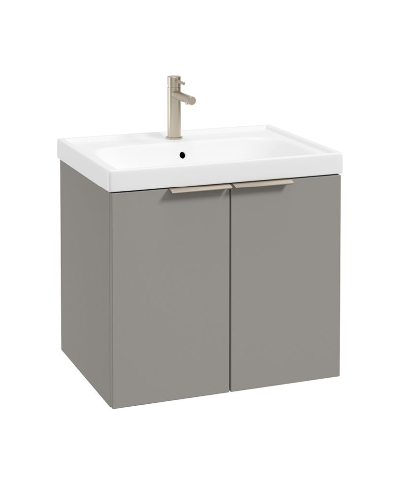 Stockholm Wall Hung 60Cm Two Door Unit Matt Khaki-Brushed Nickel Handles