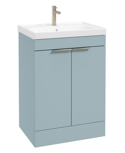 Stockholm Floorstanding 60Cm Two Door Unit Matt Morning Sky Blue-Brushed Nickel Handles