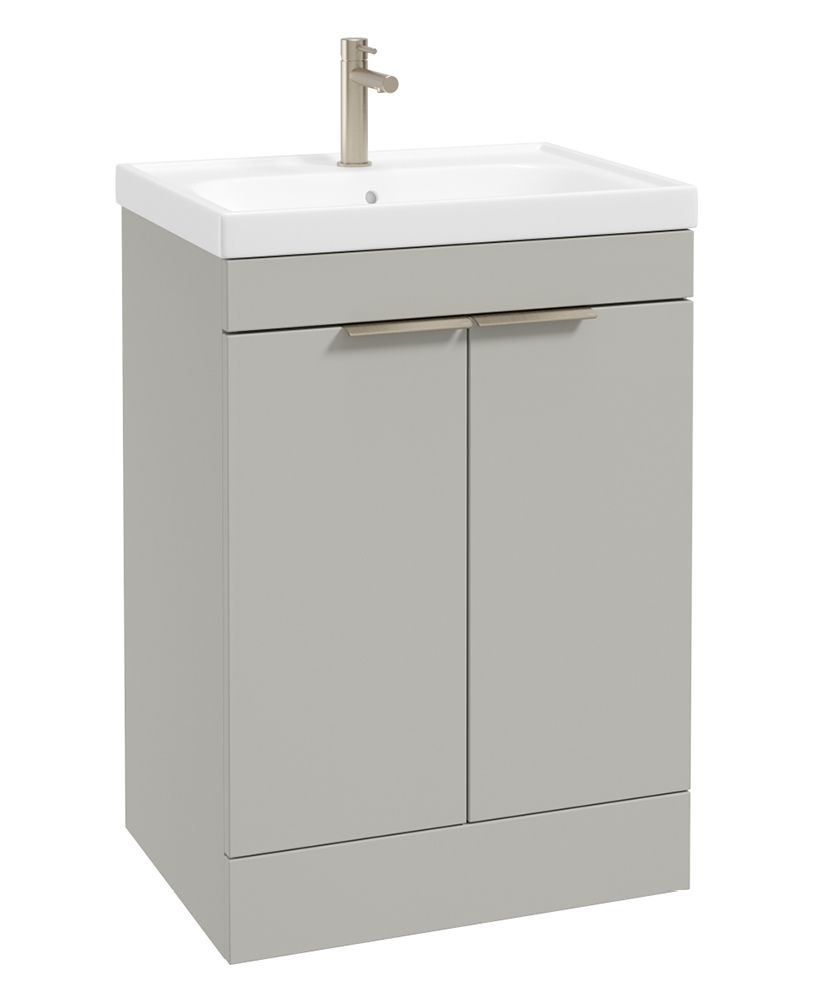 Stockholm Floorstanding 60Cm Two Door Unit Matt Arctic Grey-Brushed Nickel Handles
