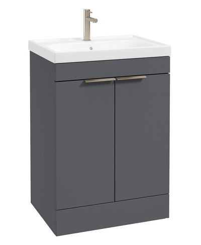 Stockholm Floorstanding 60Cm Two Door Unit Matt Midnight Grey-Brushed Nickel Handles