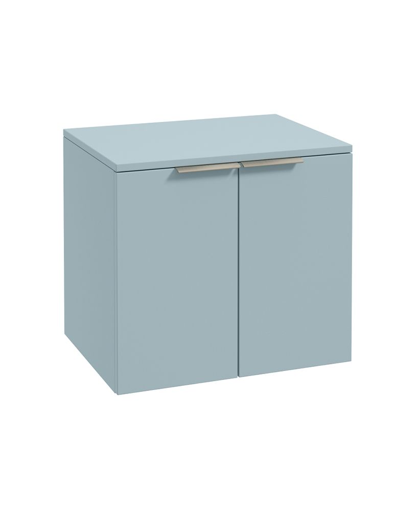 Stockholm Wall Hung 60Cm Two Door Countertop Unit Matt Morning Sky Blue-Brushed Nickel Handles