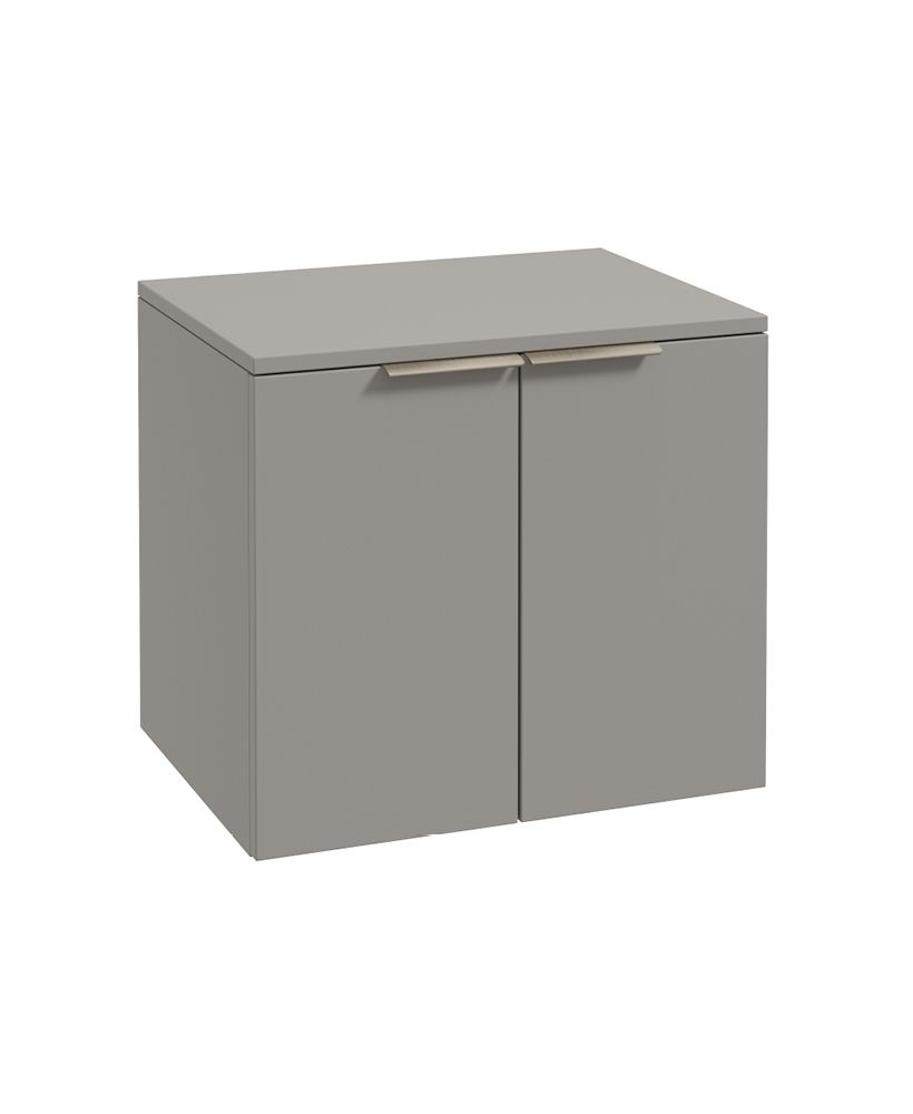 Stockholm Wall Hung 60Cm Two Door Countertop Unit Matt Khaki-Brushed Nickel Handles