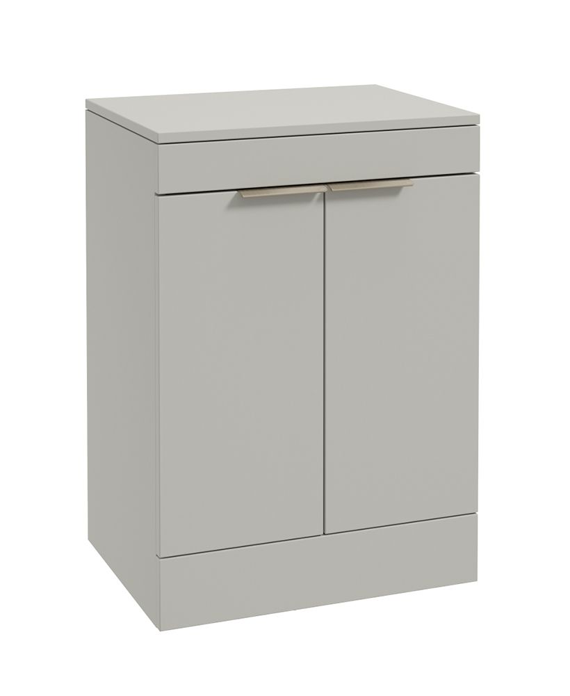 Stockholm Floorstanding 60Cm Two Door Countertop Unit Matt Arctic Grey-Brushed Nickel Handles