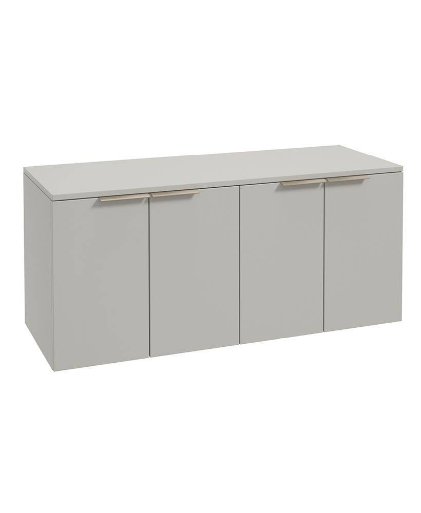 Stockholm Wall Hung 120Cm Four Door Countertop Unit Matt Arctic Grey-Brushed Nickel Handle