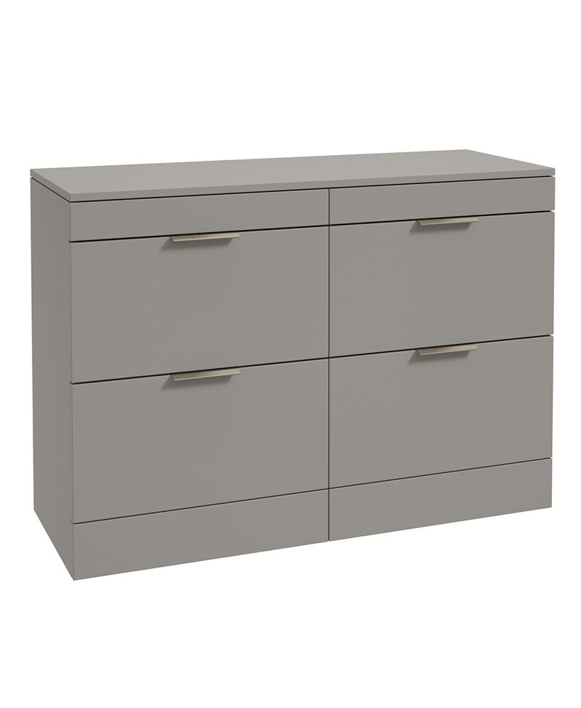 Stockholm Floorstanding 120Cm Four Drawer Countertop Unit Matt Khaki-Brushed Nickel Handle