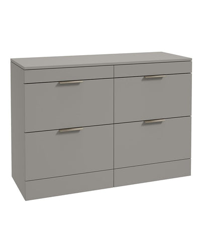 Stockholm Floorstanding 120Cm Four Drawer Countertop Unit Matt Khaki-Brushed Nickel Handle