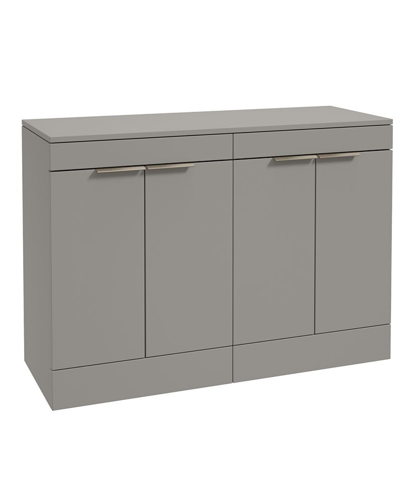 Stockholm Floorstanding 120Cm Four Door Countertop Unit Matt Khaki-Brushed Nickel Handle