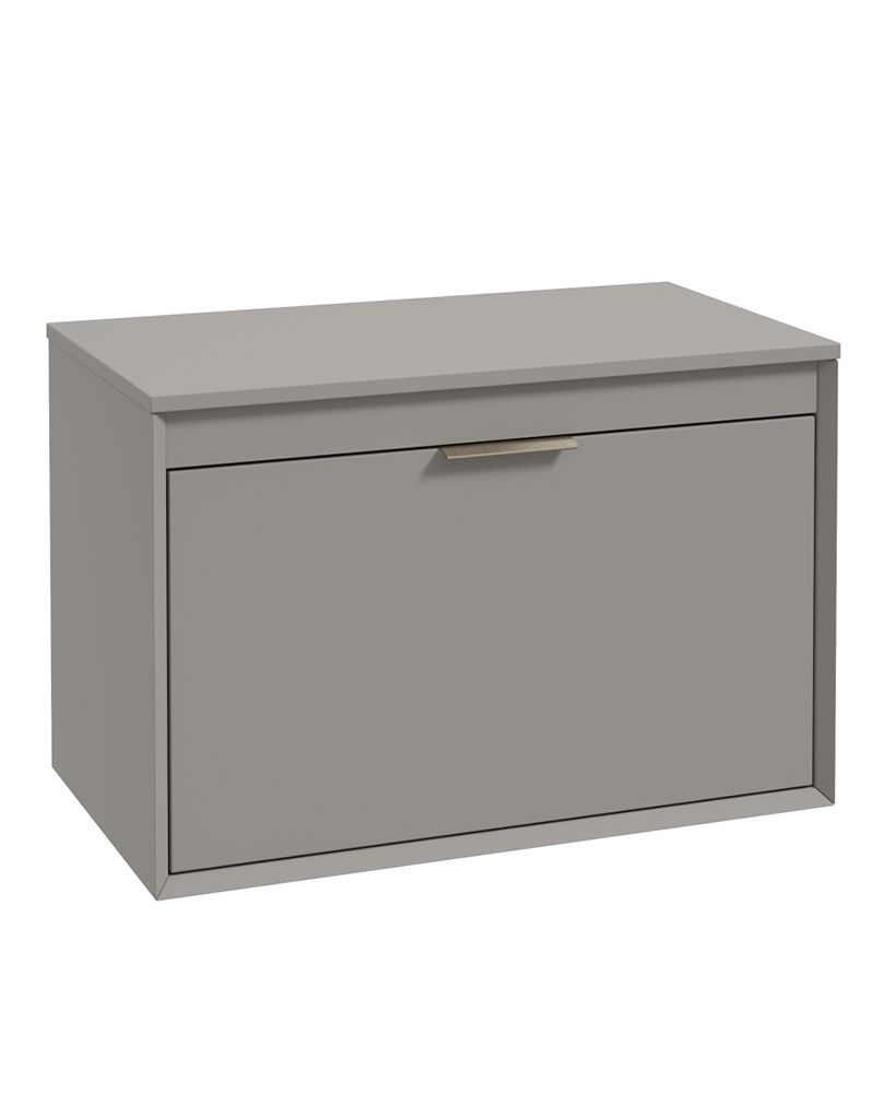 Fjord Wall Hung 80Cm Two Drawer Countertop Unit Matt Khaki-Brushed Nickel Handle