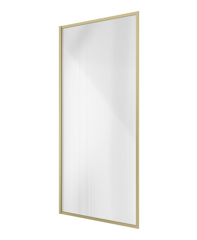 Mirage 800Mm Brushed Gold Frame With Fluted Glass Fixed Bath Screen