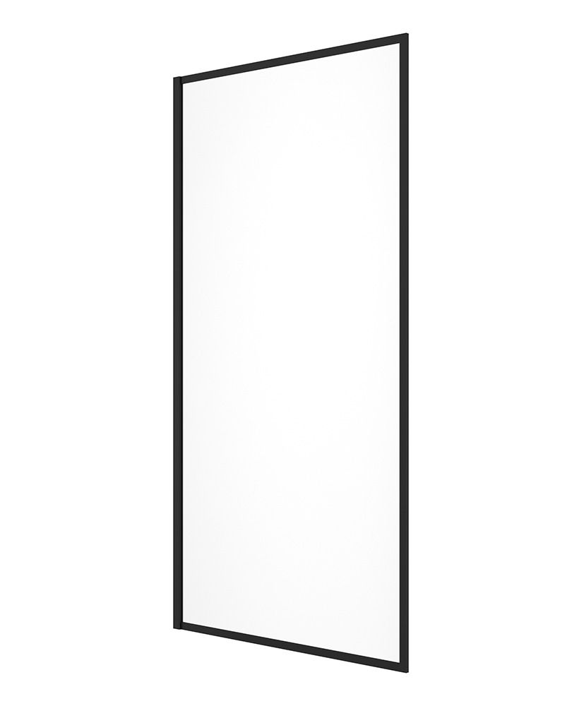 Mirage 800Mm Matt Black Frame With Clear Glass Fixed Bath Screen