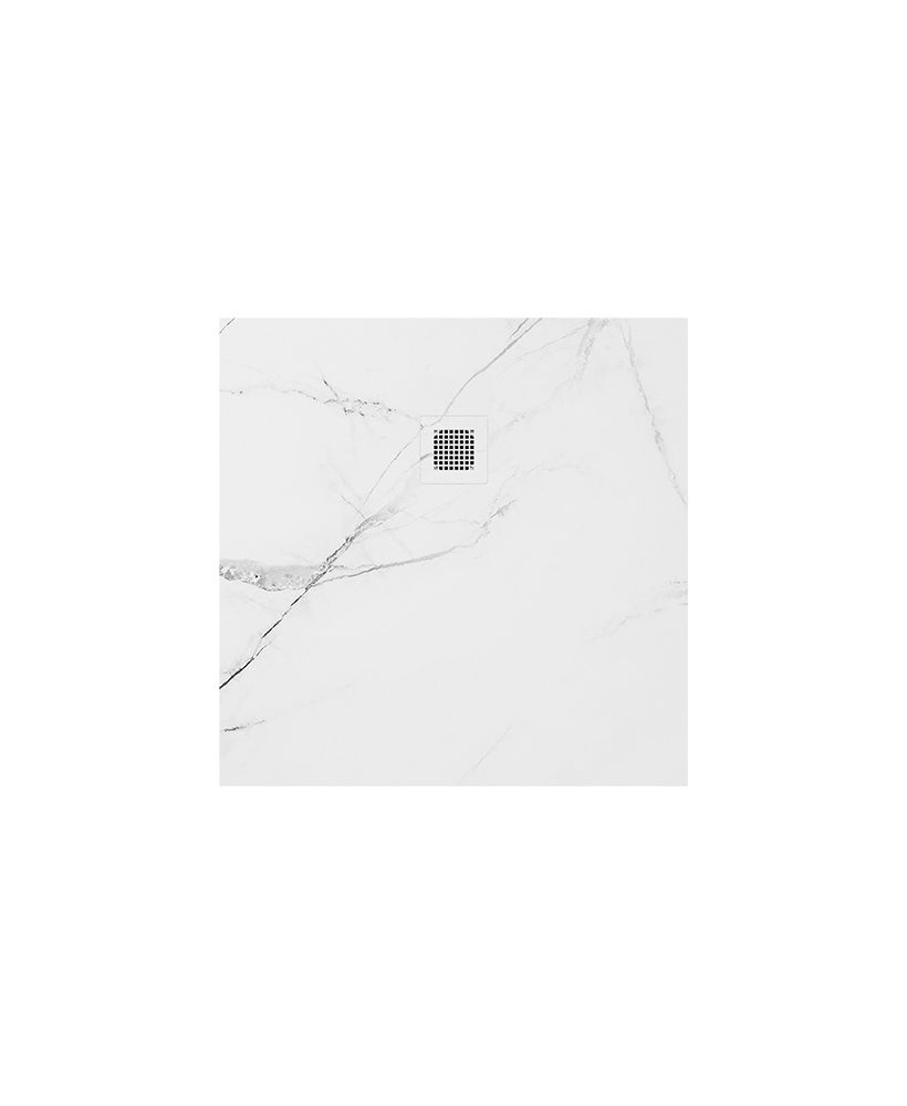 Unity Square 900Mm Shower Tray White Marble & Waste