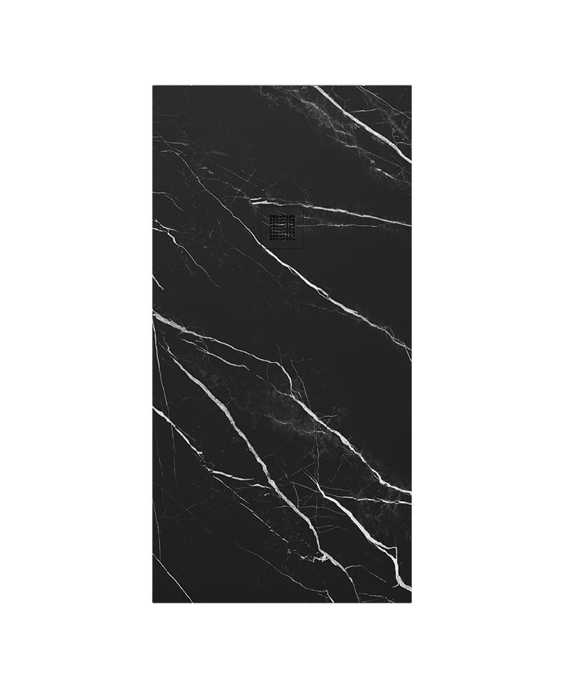 Unity Rectangle 1600X800Mm Shower Tray Black Marble & Waste