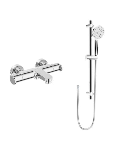Urban Wall Mounted Thermostatic Bath Shower Mixer & Urban Slide Rail Kit Chrome