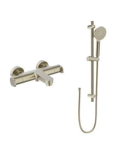 Urban Wall Mounted Thermostatic Bath Shower Mixer & Urban Slide Rail Kit Brushed Nickel