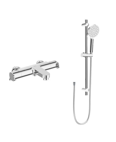 Urban Deck Mounted Thermostatic Bath Shower Mixer & Urban Slide Rail Kit Chrome