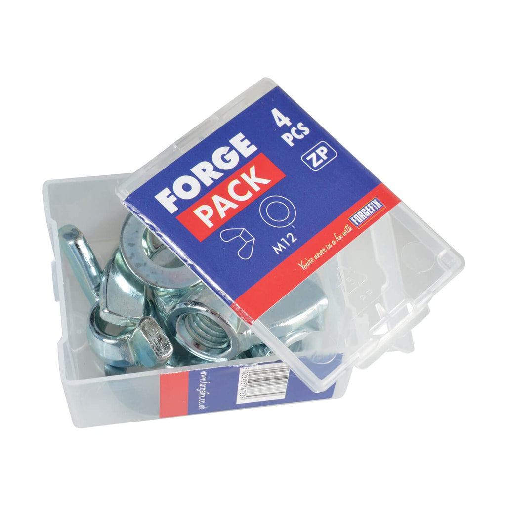ForgePack Wing Nut & Washer M12 ZP PK4