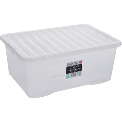 Crystal Storage Box & Lid Clear - 45ltr