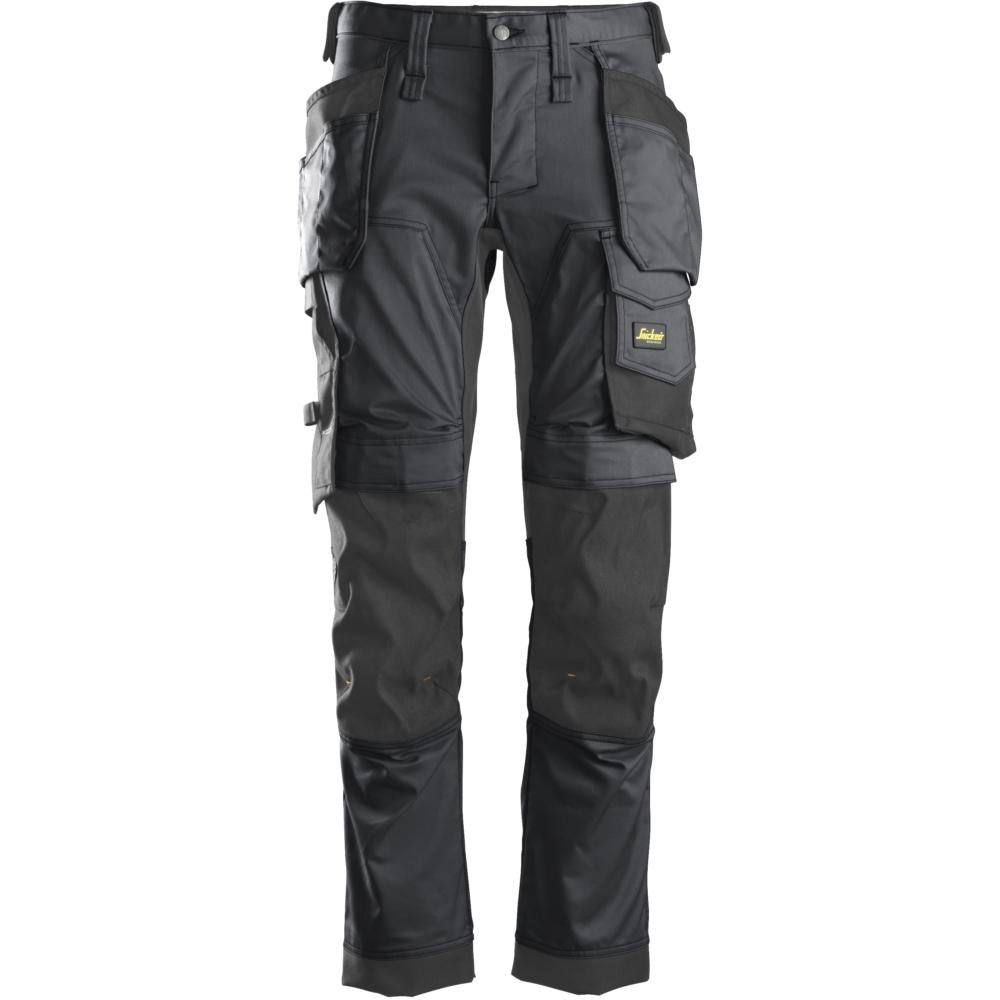 Snickers 36x30 (104) - AllroundWork, Stretch Trousers Holster Pockets - Steel grey\\Black