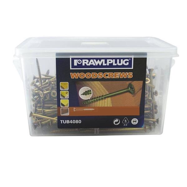 Rawlplug R-QCP Chipboard Screw 4 X 80mm (350 Tub)