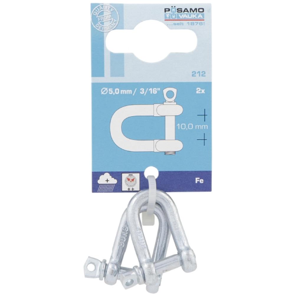 Posamo D Shackle 6mm Zinc Plated Pack2