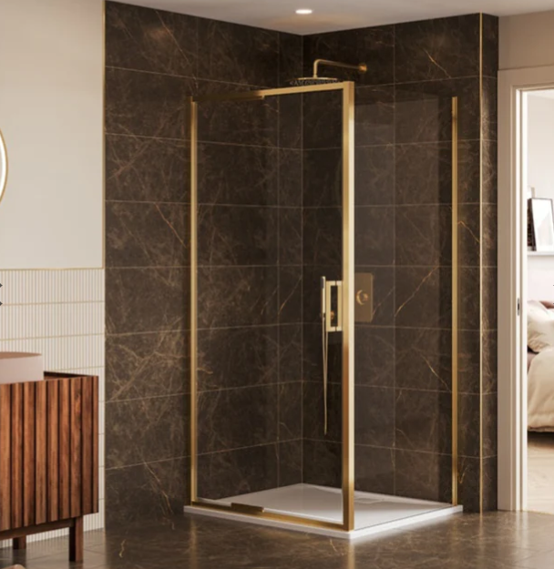 6 Series Sleek Infold Door Brushed Brass 900mm
