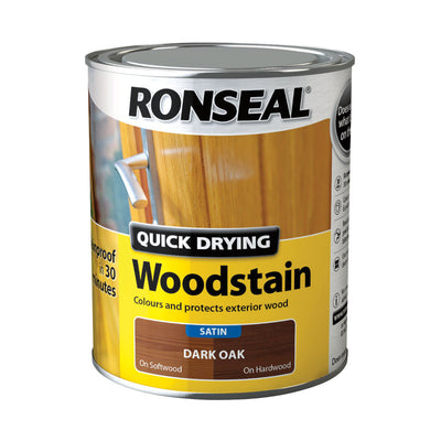 Ronseal Quick Drying Woodstain Dark Oak Satin 750ml