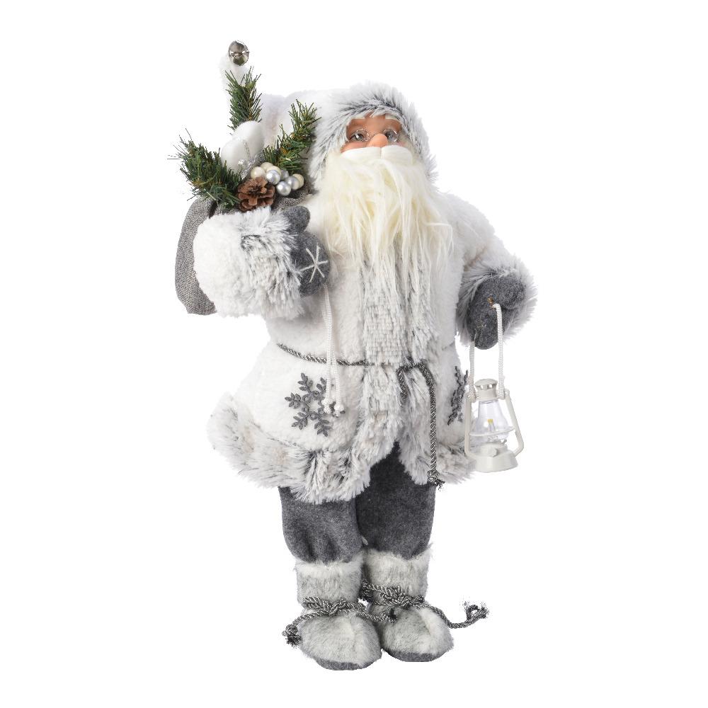 Grey Plush Santa with White Snowflake Jacket - 90cm
