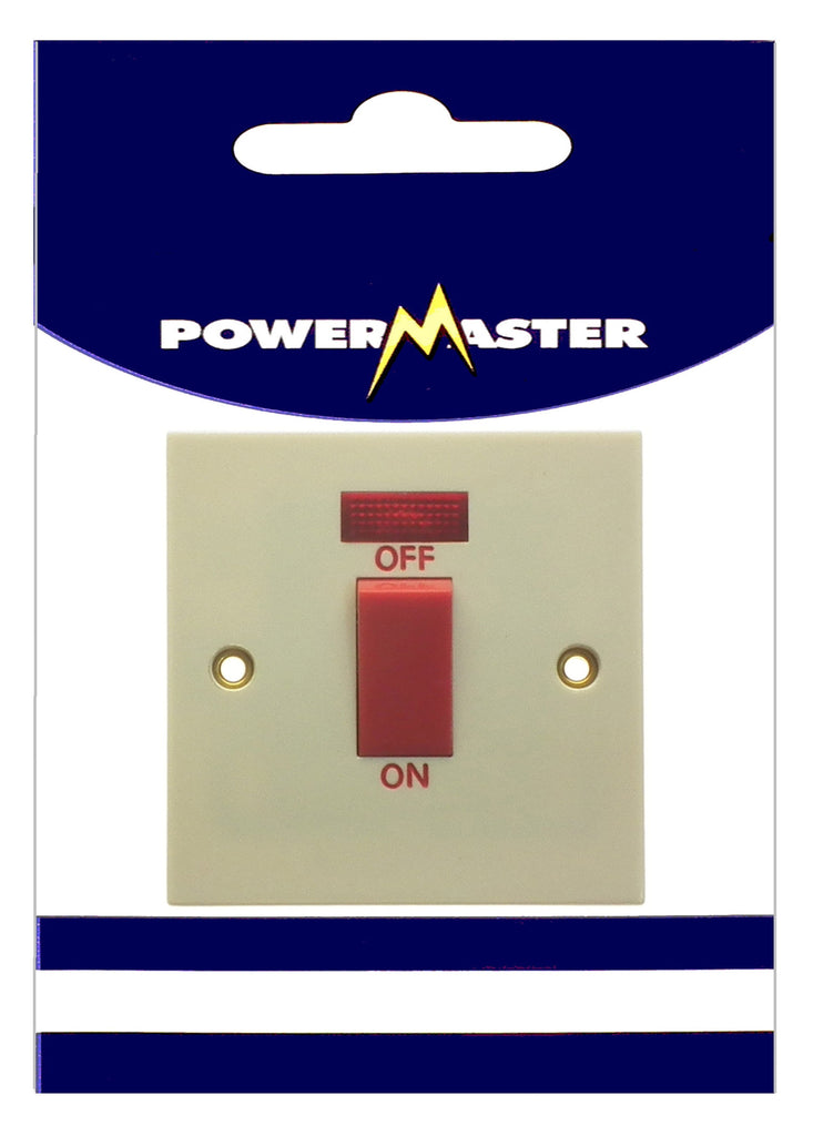 Powermaster 1G 45A Cooker Switch C/W Neon