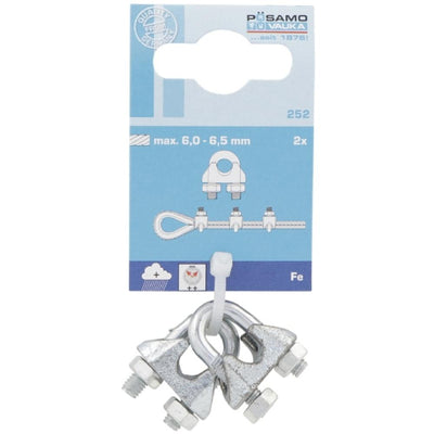 Posamo Wire Rope Clip 6.5mm Zinc Plated Pack2