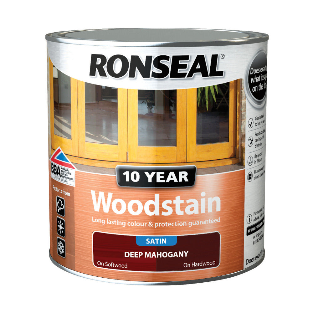 Ronseal 10 Year Woodstain Deep Mahogany Satin 2.5L