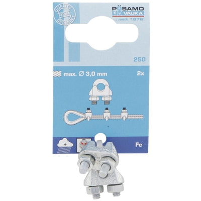 Posamo Wire Rope Clip 3mm Zinc Plated Pack2