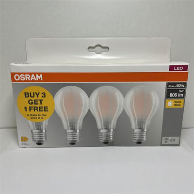 7W (60W) E27 Led 3 Pk+1 Free