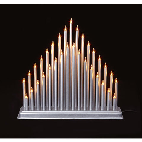 Modern 33 Light Candle Bridge Tower - Silver