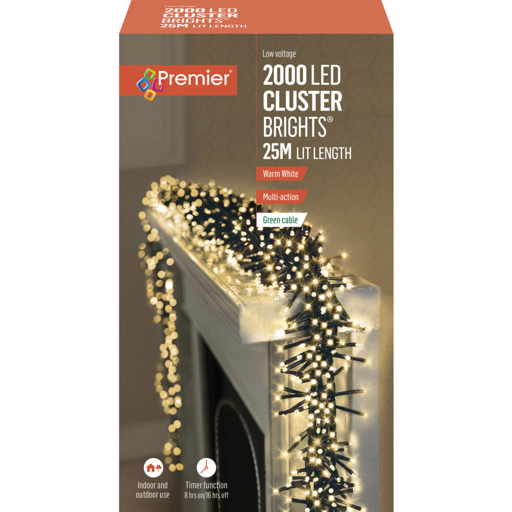 Premier 2000 LED Multi-Action Clusterbrights with Timer - Warm White