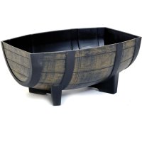 Wood Effect Resin Barrel Half Planter