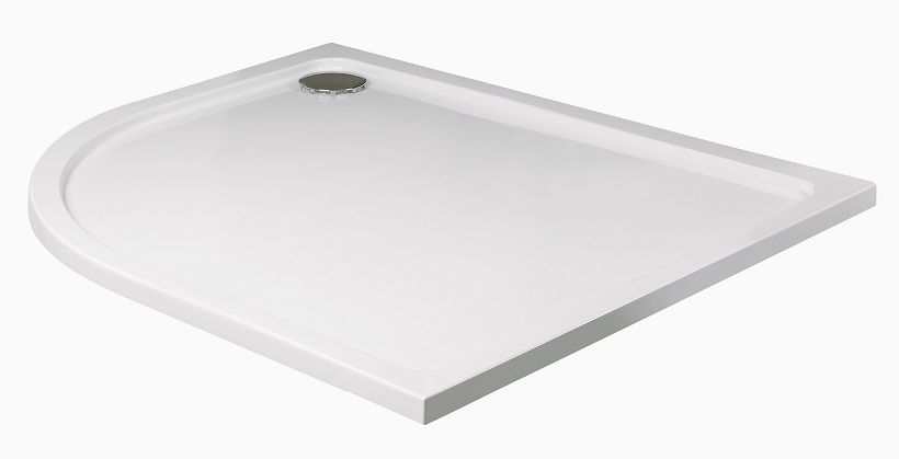 Kristal Low Profile Offset Quadrant 1200X800Mm No Upstand No Anti Slip Left Hand Shower Tray White & Waste