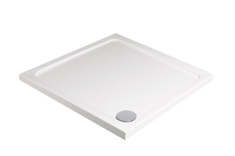 Kristal Low Profile Square 760Mm No Upstand No Anti Slip Shower Tray White & Waste