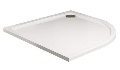 Kristal Low Profile Quadrant 900Mm No Upstand No Anti Slip Shower Tray White & Waste