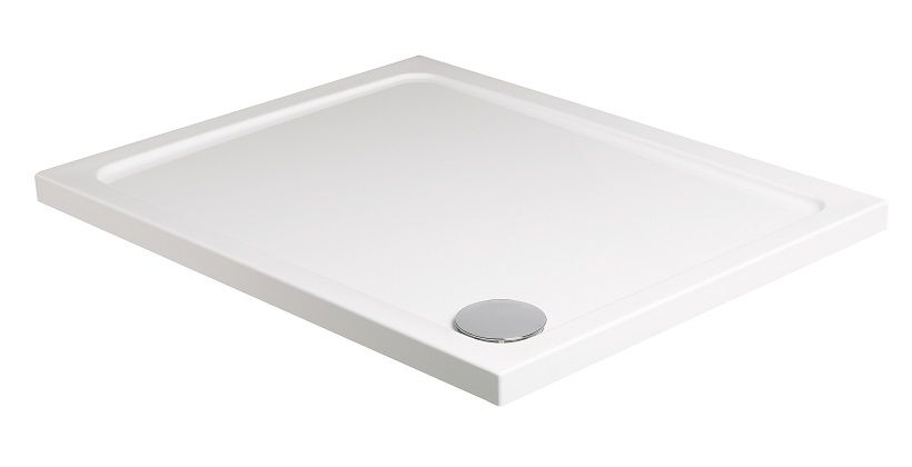 Kristal Low Profile Rectangle 900X800Mm No Upstand No Anti Slip Shower Tray White & Waste