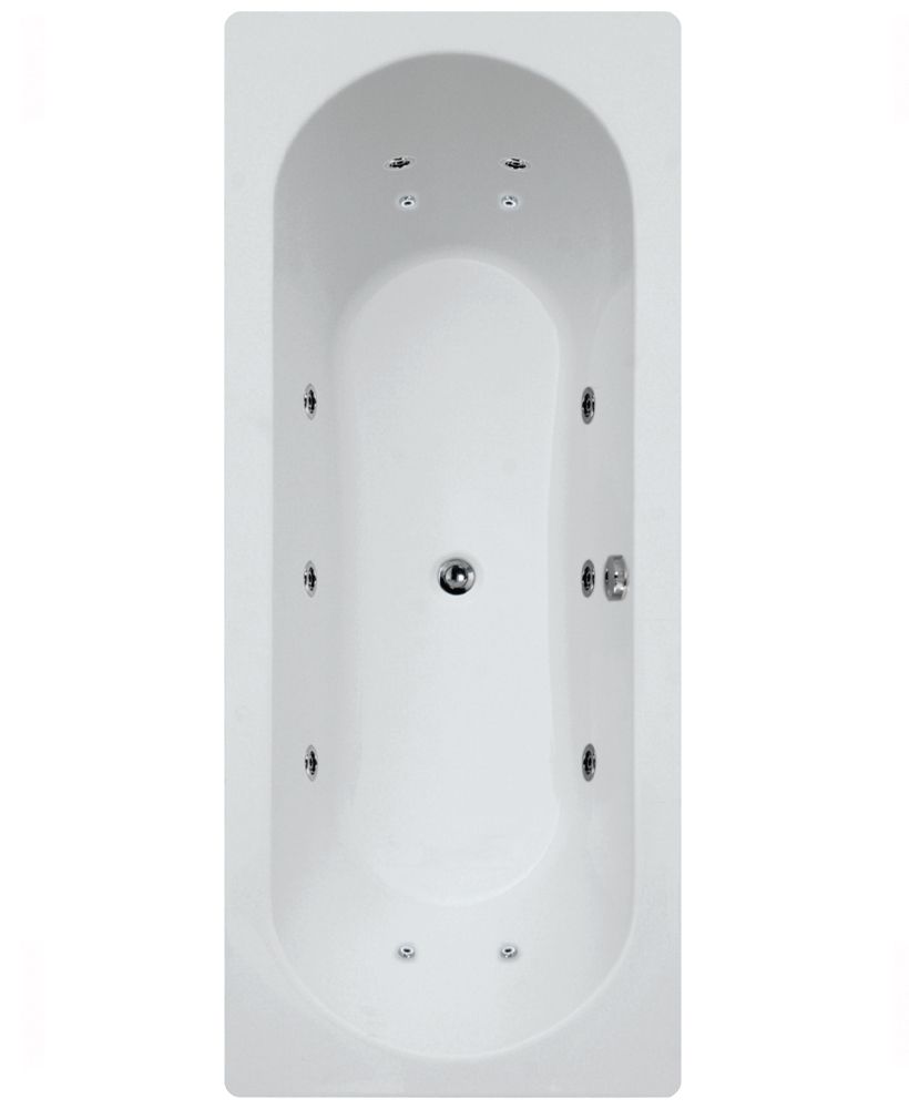 Clover 1800X800Mm Double Ended 12 Chrome Jet Whirlpool Bath White