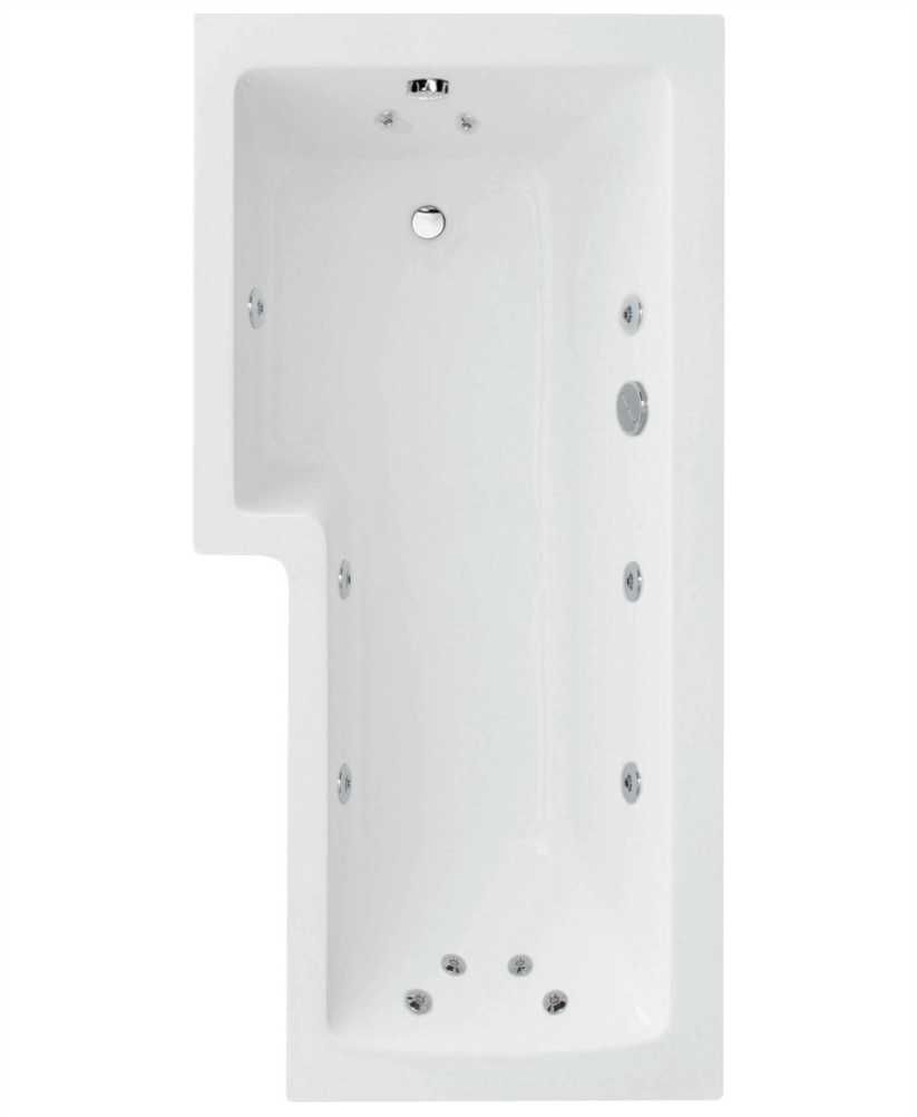 L Shape 1700X850Mm Left Hand Single Ended 12 Chrome Jet Whirlpool Bath & Panel White With Bath Screen Chrome