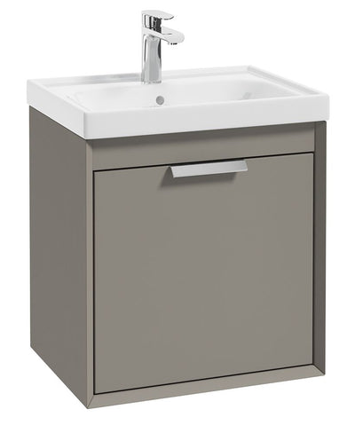 Fjord Wall Hung 50Cm Two Drawer Unit Matt Khaki-Brushed Chrome Handle