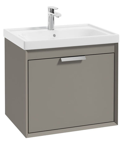 Fjord Wall Hung 60Cm Two Drawer Unit Matt Khaki-Brushed Chrome Handle