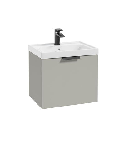 Stockholm Wall Hung  50Cm Single Drawer Unit Matt Arctic Grey-Matt Black Handle
